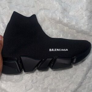 Black Knit High-Top Sneakers